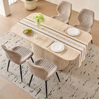HJhomeheart Modern Rectangular Dining Table with Yellow Travertine Top