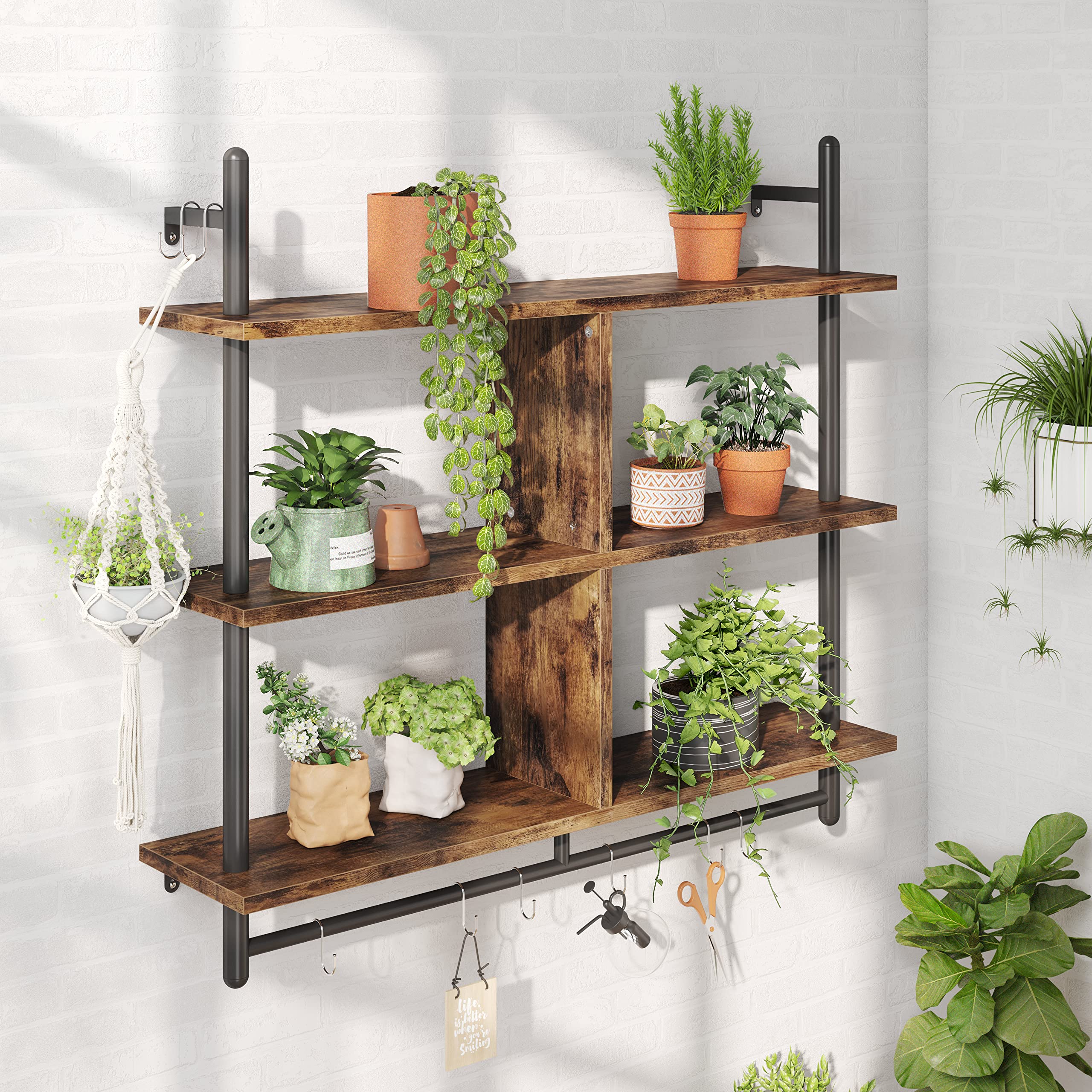 Bestier 3 Tier Industrial Floating Pipe Shelving