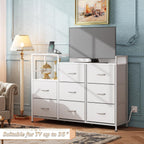 WLIVE Minimalist Three-column 8-Drawer Fabric Dresser