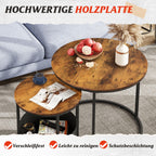 WLIVE Set of 2 Round Coffee Tables with Storage