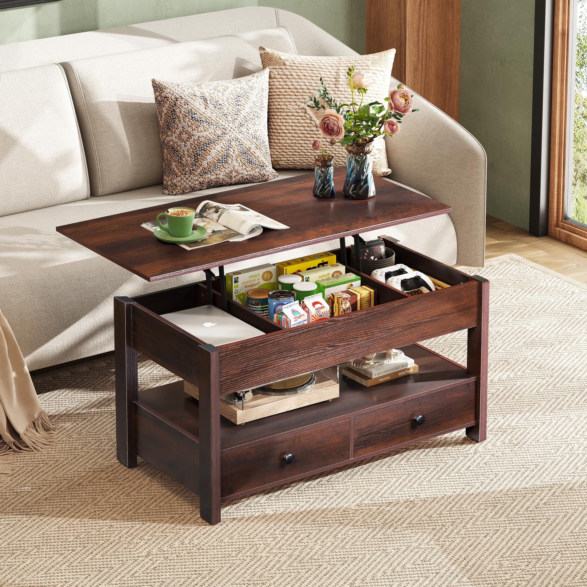 WLIVE Lift Top Coffee Table with Storage