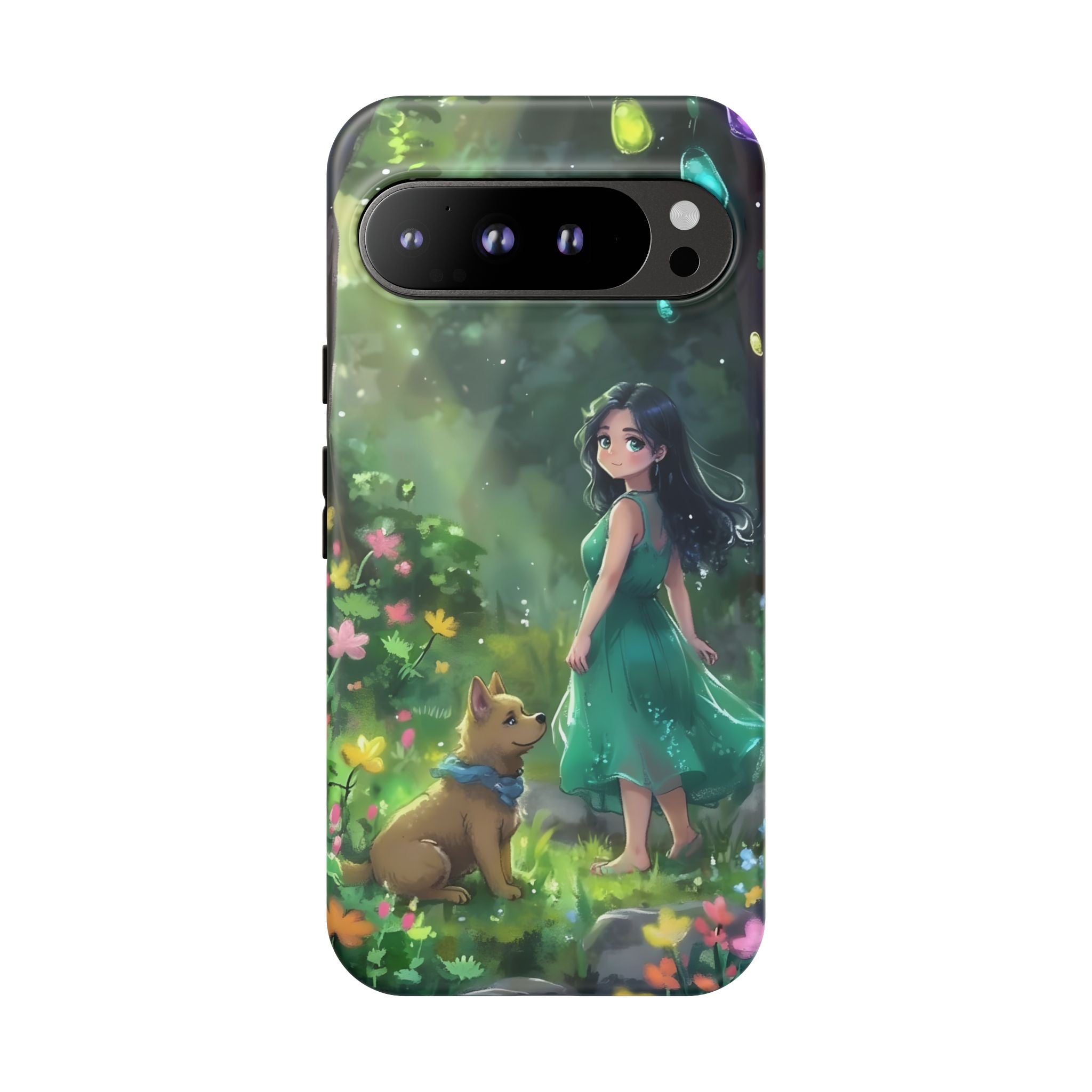 Whimsical Phone Case with Nature and Dog Artwork