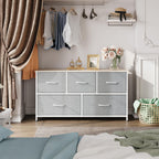 WLIVE Light Grey 5-Drawer Dresser for Bedroom Storage