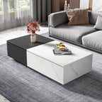 MURUL two door coffee table with black and white marble effect veneer