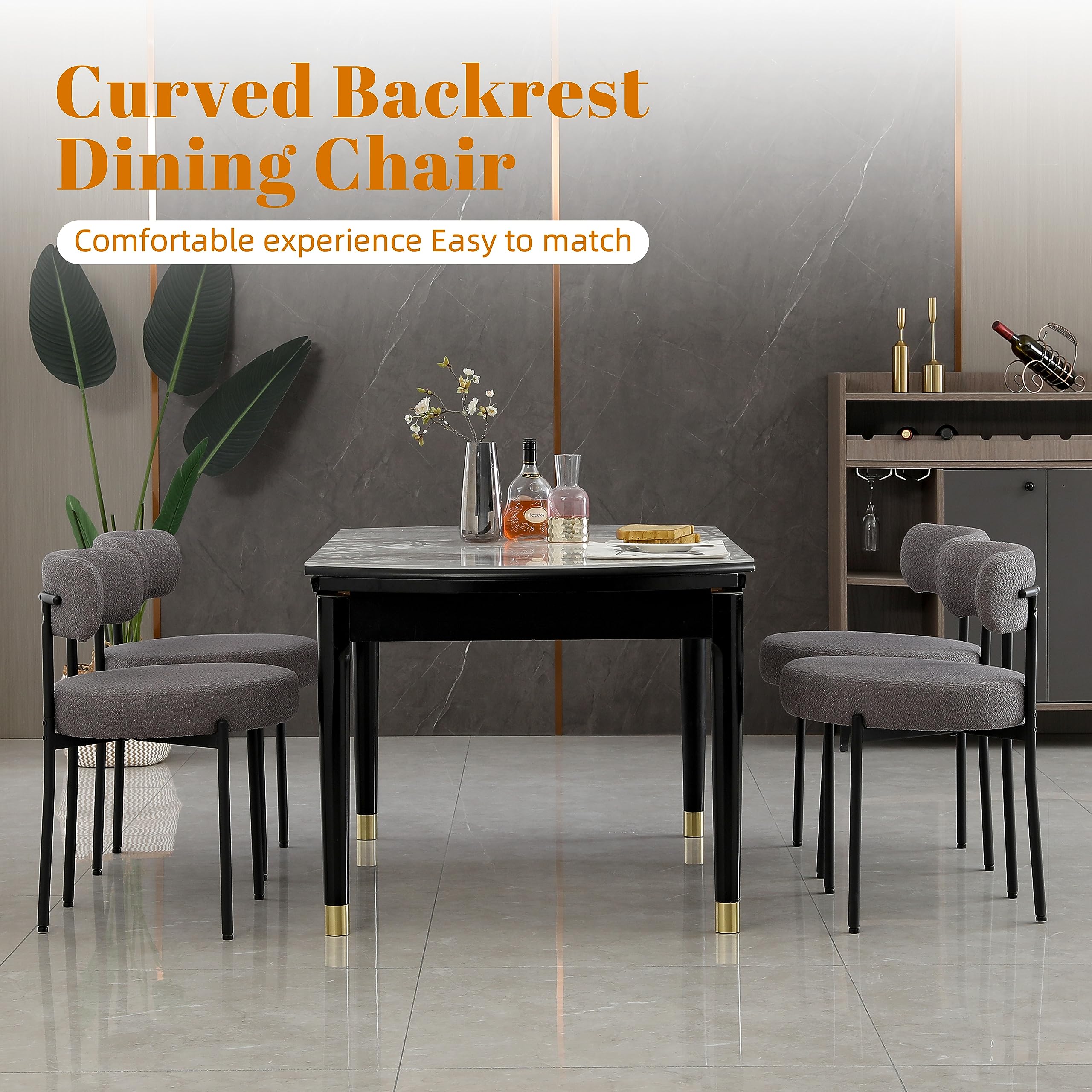 DYHOME Mid-Century Modern Dark Grey Dining Chairs Set of 2