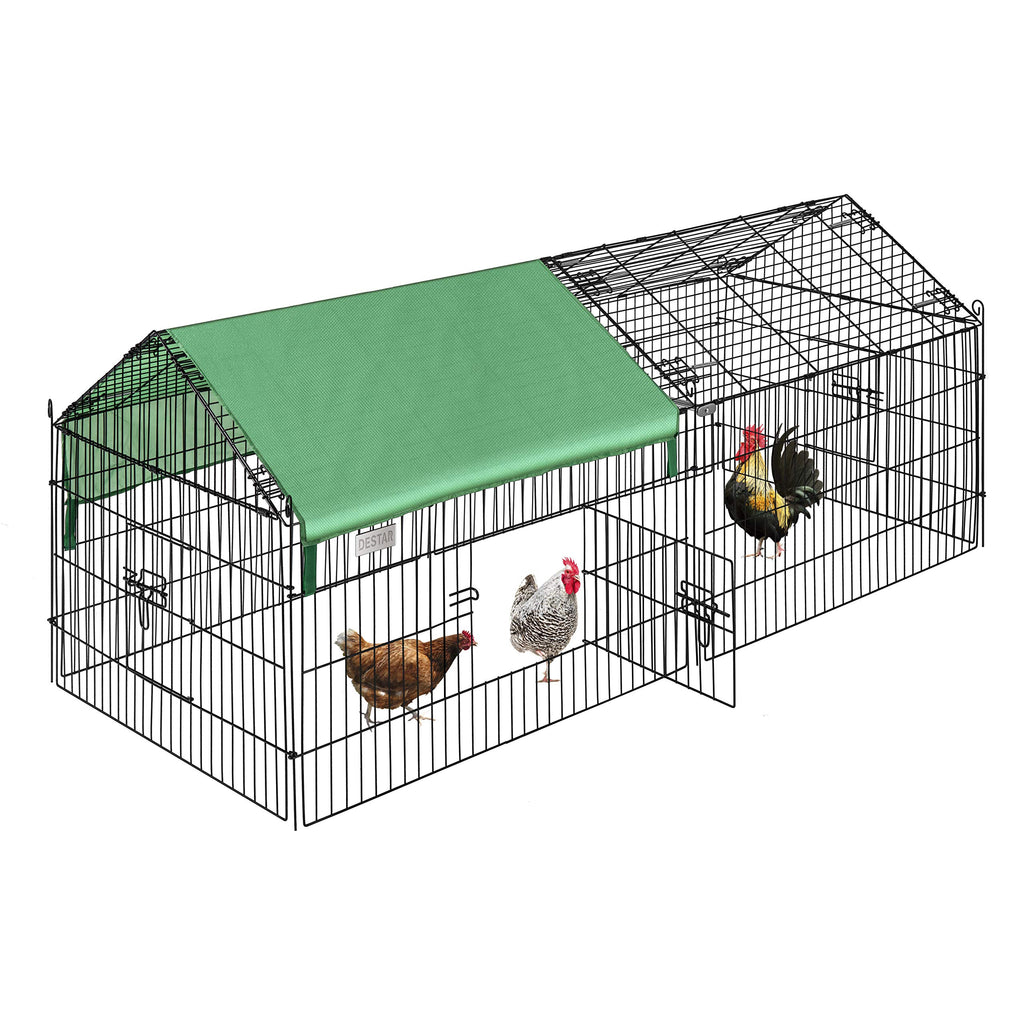 DEStar foldable outdoor metal coop cage with weather-proof cover for small pets