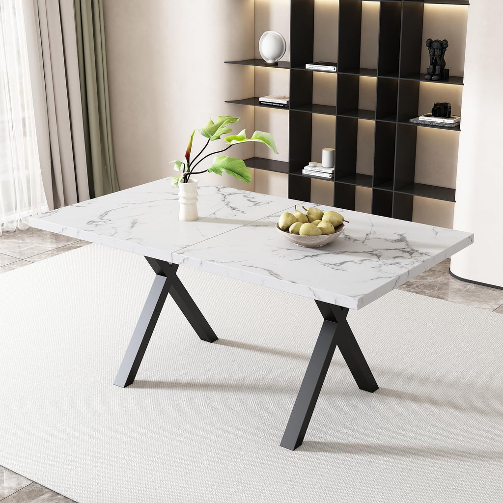 Generisch Modern Wrought Iron Dining Table with Marble Structure