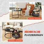 WLIVE Round Coffee Table Set with Fabric Basket