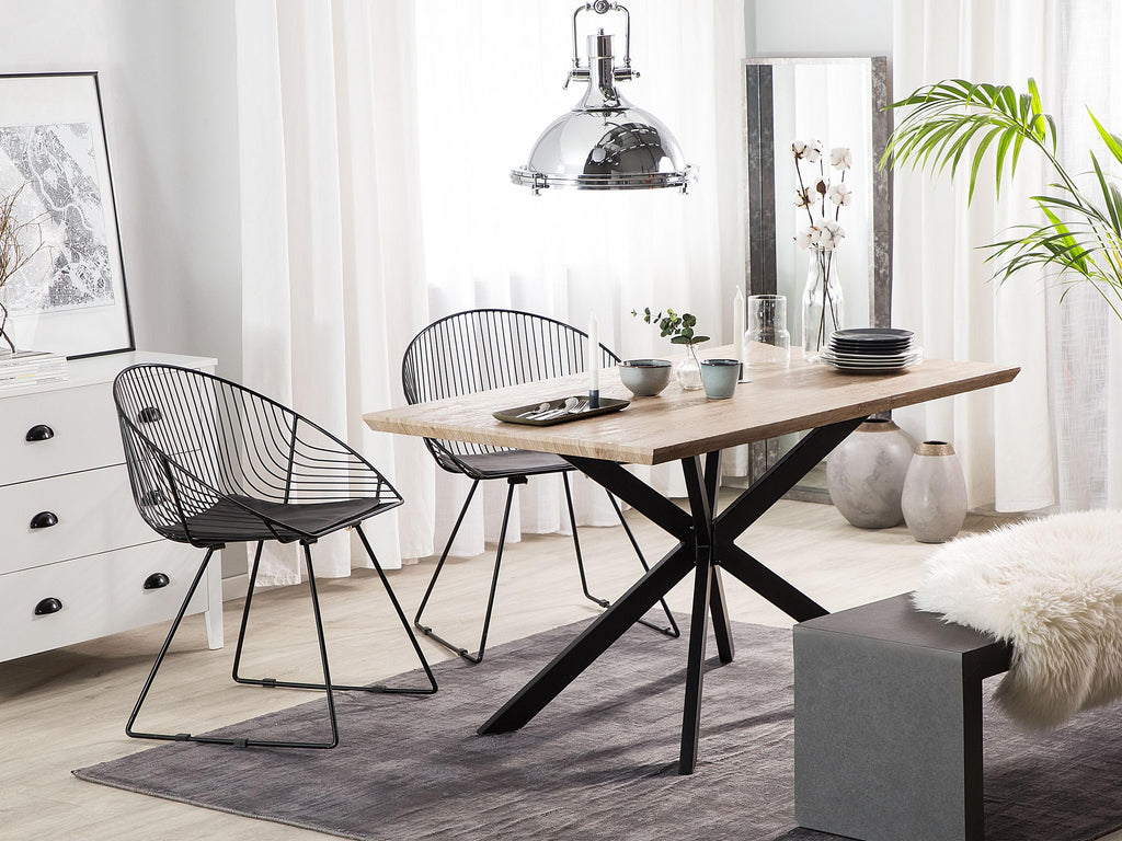 Beliani Spectra Unique Dining Table with Light Wood and Black Legs