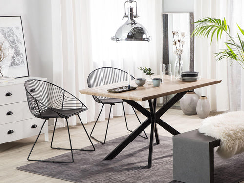 Beliani Spectra Unique Dining Table with Light Wood and Black Legs