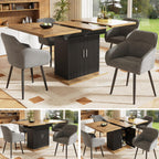 AilZylphera extendable dining table with storage space featuring a wood effect and black color