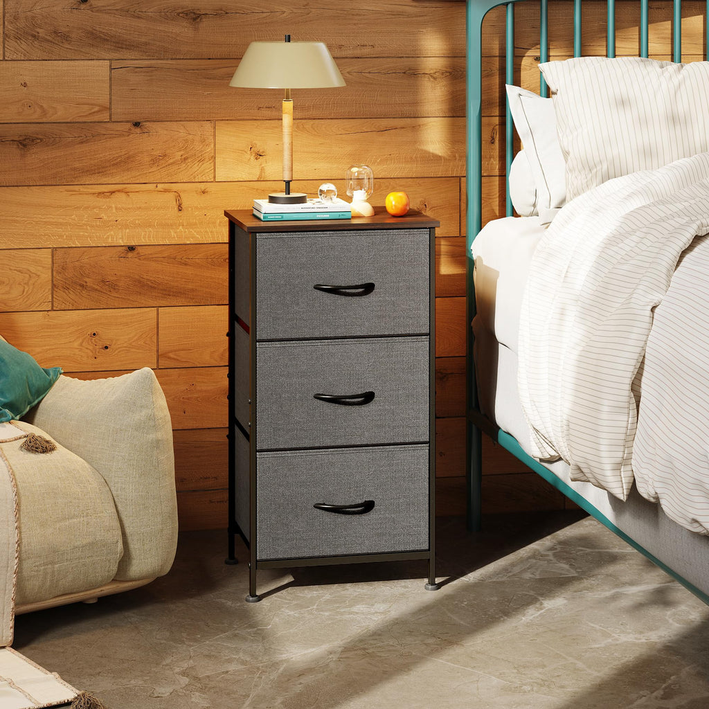 WLIVE 3 Drawer Chest of Drawers with Wooden Top