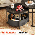 WLIVE Round Coffee Table Set with Fabric Basket