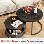 WLIVE Round Coffee Table Set with Fabric Basket