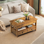 WLIVE Lift Up Coffee Table with 2 Drawers