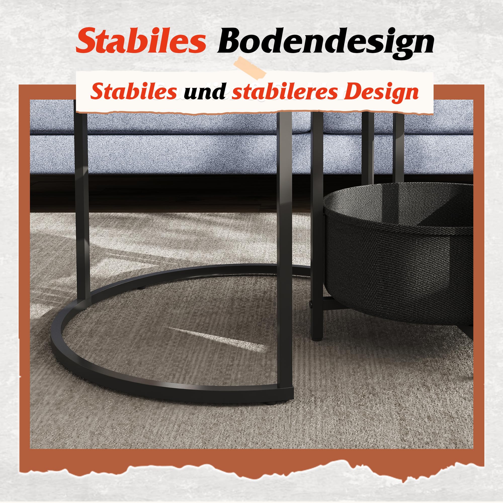 WLIVE Set of 2 Round Coffee Tables with Storage