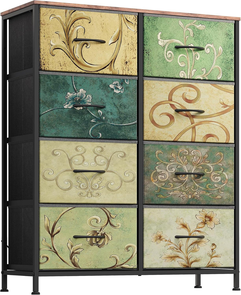 WLIVE 8 Drawer Fabric Chest of Drawers - Vintage Print
