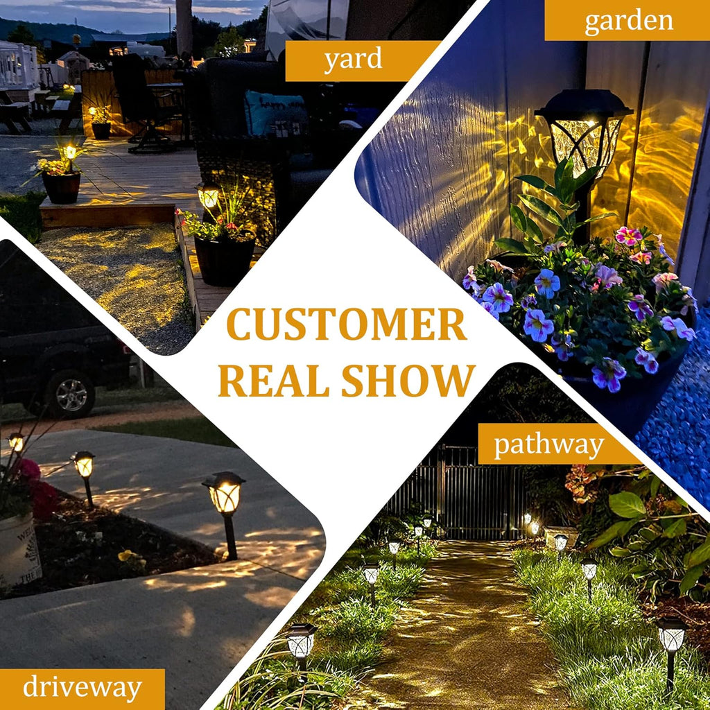 GIGALUMI 6 Pack Solar Garden Lights - Waterproof LED