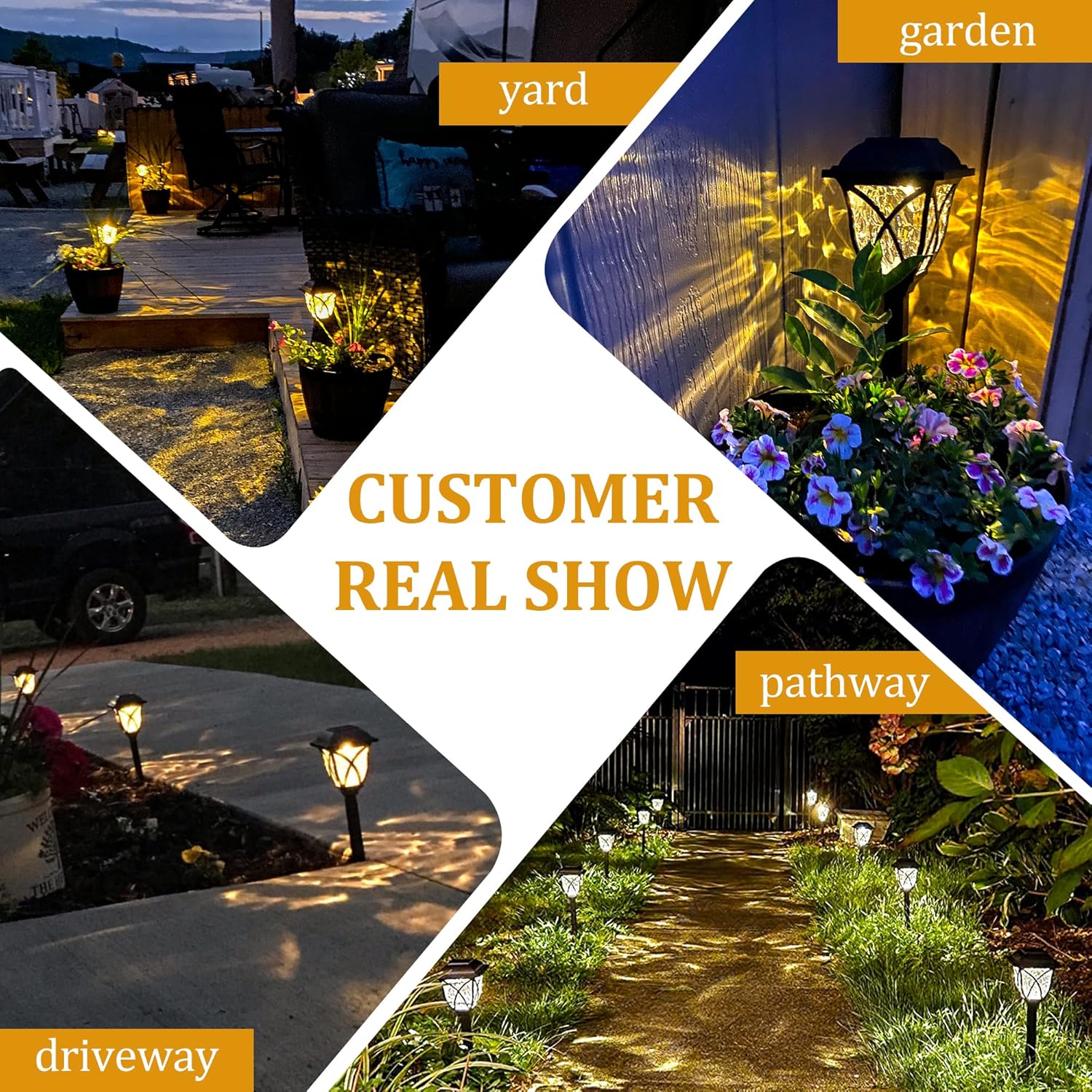 GIGALUMI 6 Pack Solar Garden Lights - Waterproof LED