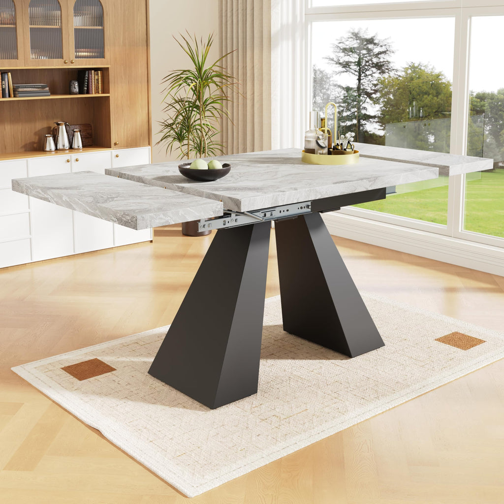 Stylish extendable dining table with black grey color and modern design