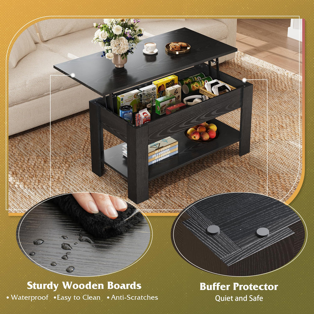 WLIVE Lift Top Coffee Table with Storage Shelf