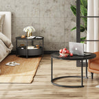 WLIVE Round Coffee Table Set with Fabric Basket