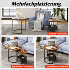 WLIVE Set of 2 Round Coffee Tables with Storage