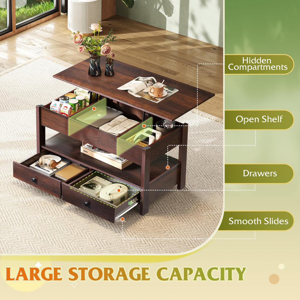WLIVE Lift Top Coffee Table with Storage