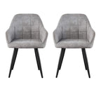 MCC Direct 2x Faux Matte Suede Leather Dining Chairs in Light Grey