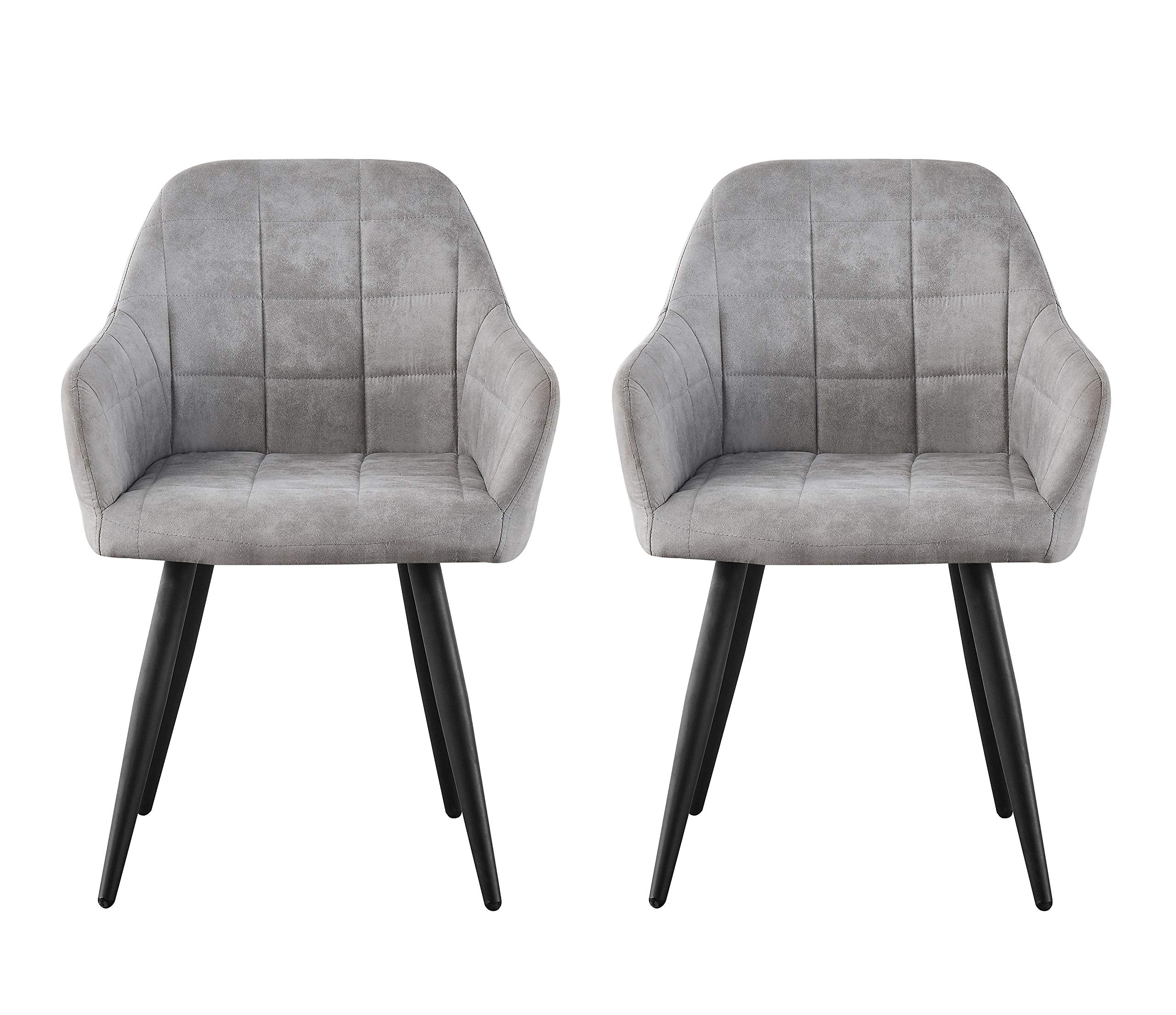 MCC Direct 2x Faux Matte Suede Leather Dining Chairs in Light Grey