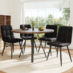 ZKLOEP Round Dining Table, Walnut-Colored MDF Top and Black Metal Legs