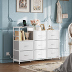 WLIVE Minimalist Three-column 8-Drawer Fabric Dresser