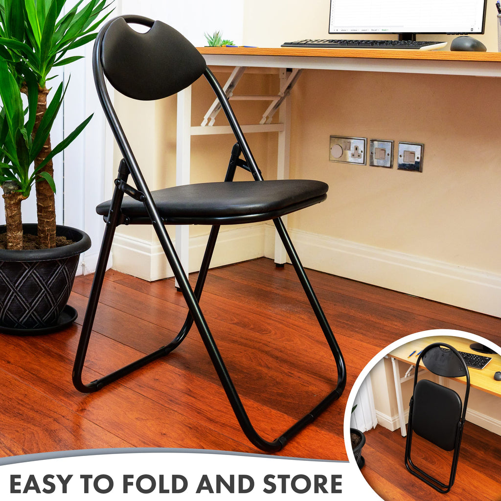 Nyxi Set of 4 Paris Faux Leather Folding Chairs