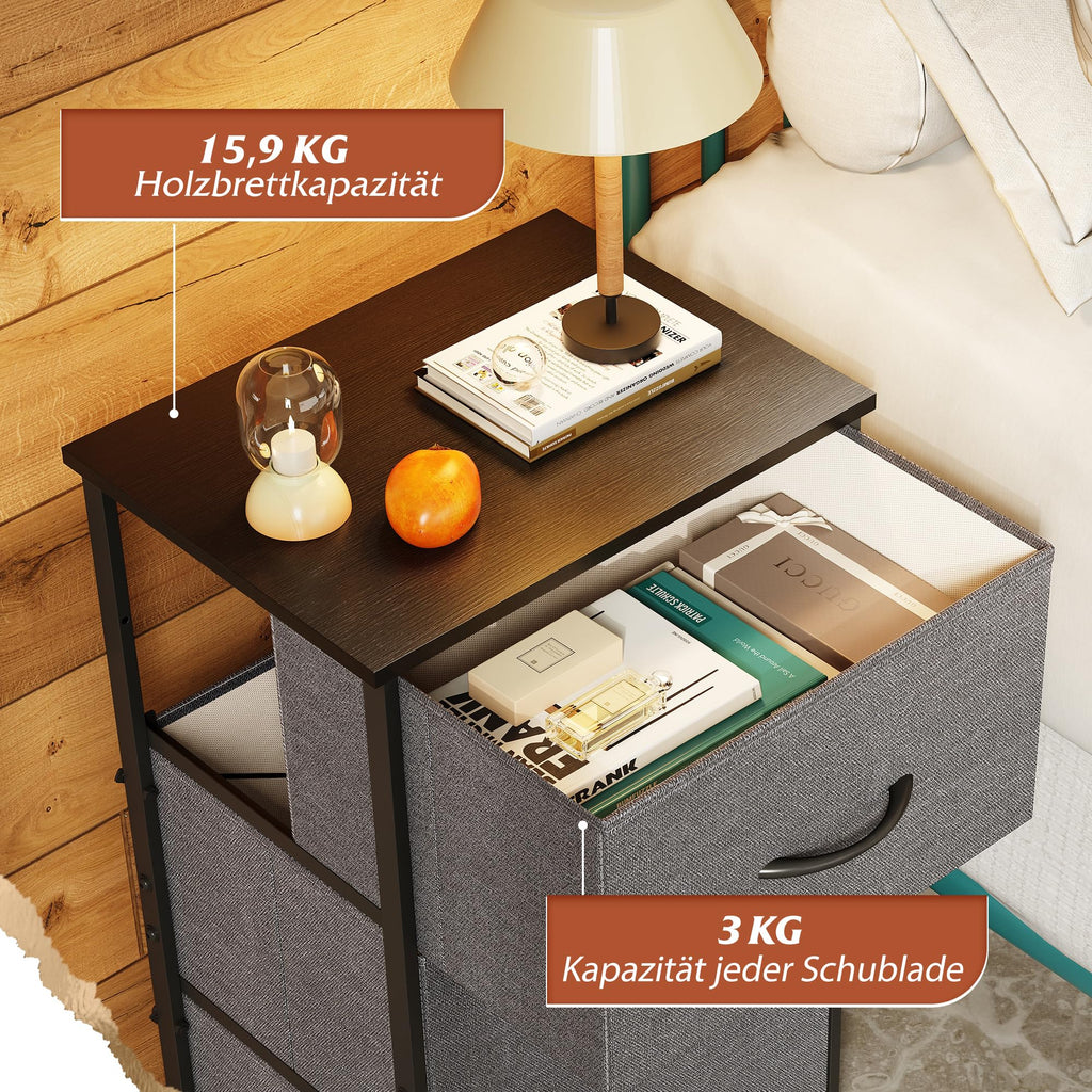 WLIVE 3 Drawer Chest of Drawers with Wooden Top