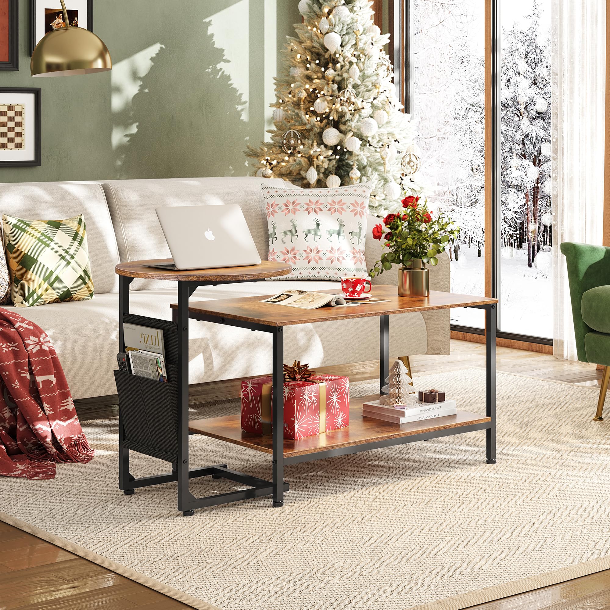 WLIVE 2 in 1 Nesting Coffee Table Set with Storage