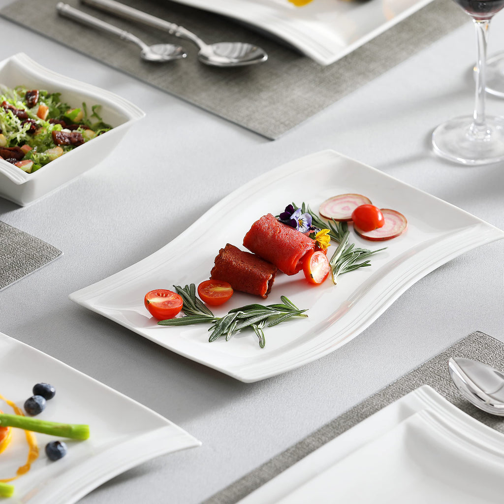 MALACASA 26-Piece Ivory White Porcelain Dinnerware Set Flora