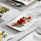 MALACASA 26-Piece Ivory White Porcelain Dinnerware Set Flora