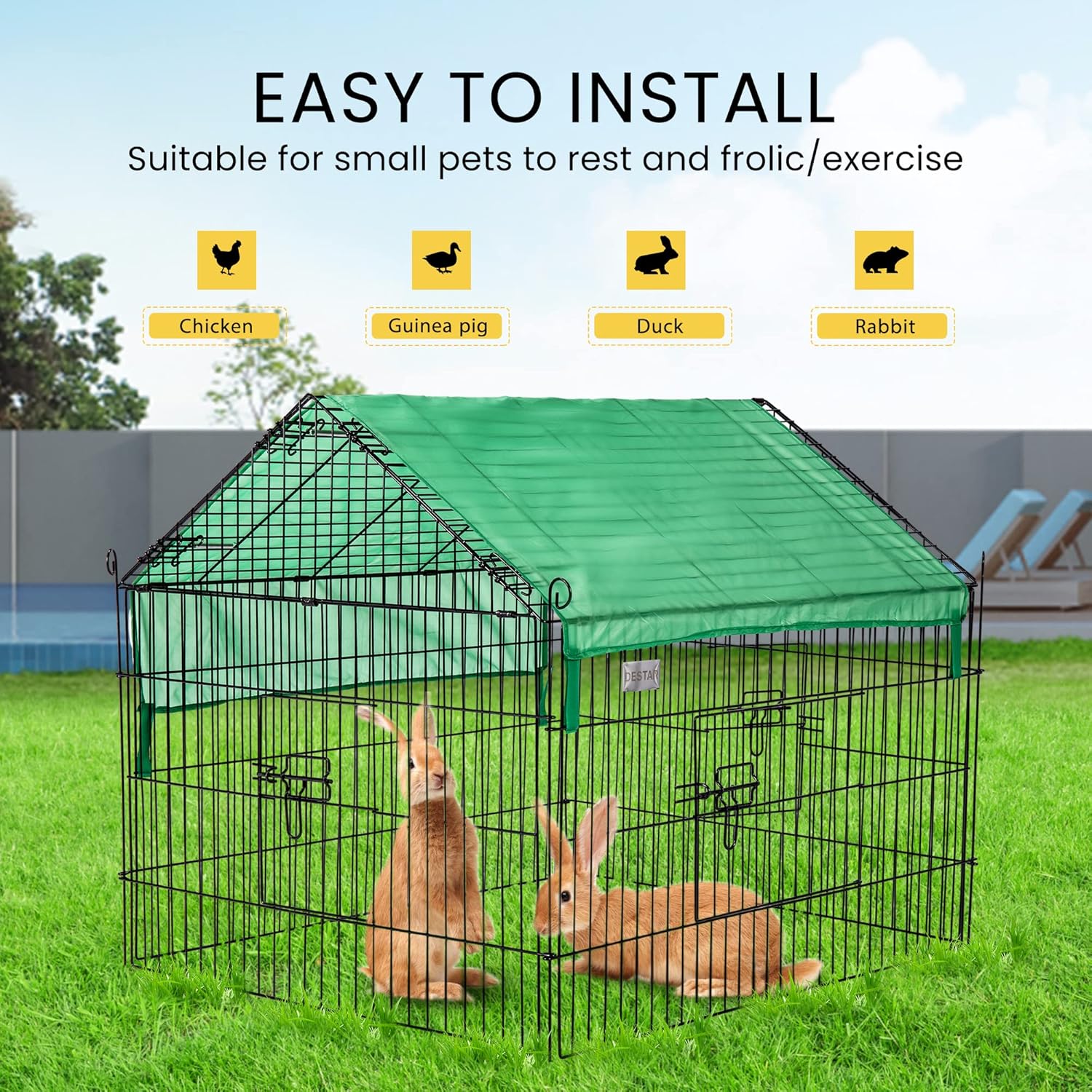 DEStar Foldable Metal Chicken Coop Enclosure - 181cm x 77cm