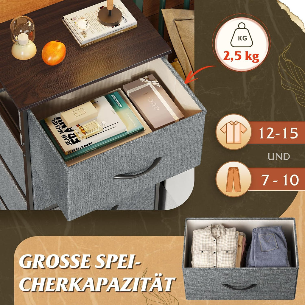 WLIVE Fabric Chest of Drawers with 4 Drawers - Dark Grey