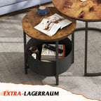 WLIVE Set of 2 Round Coffee Tables with Storage