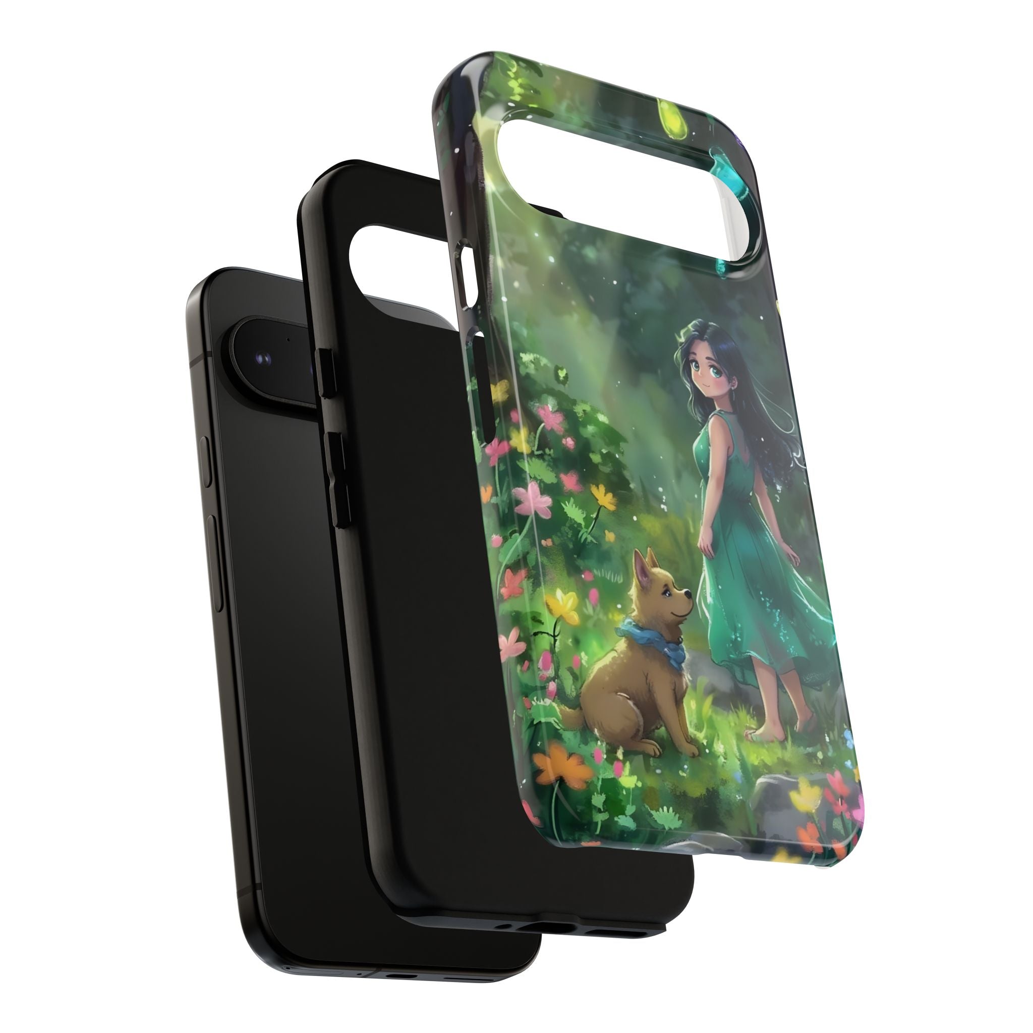 Whimsical Phone Case with Nature and Dog Artwork