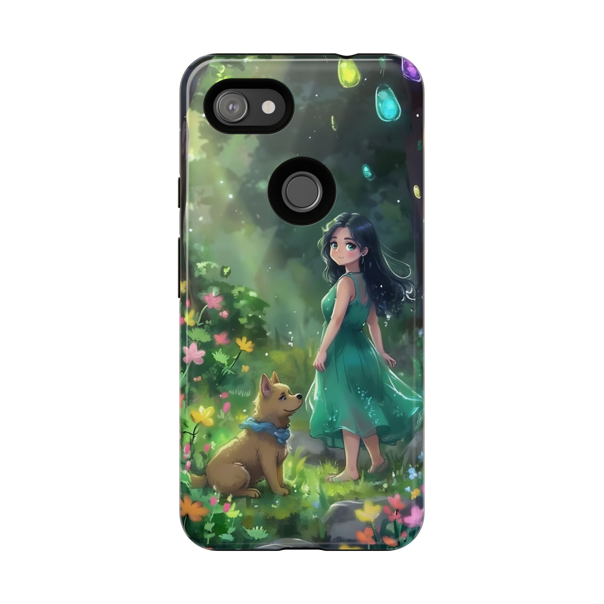 Whimsical Phone Case with Nature and Dog Artwork