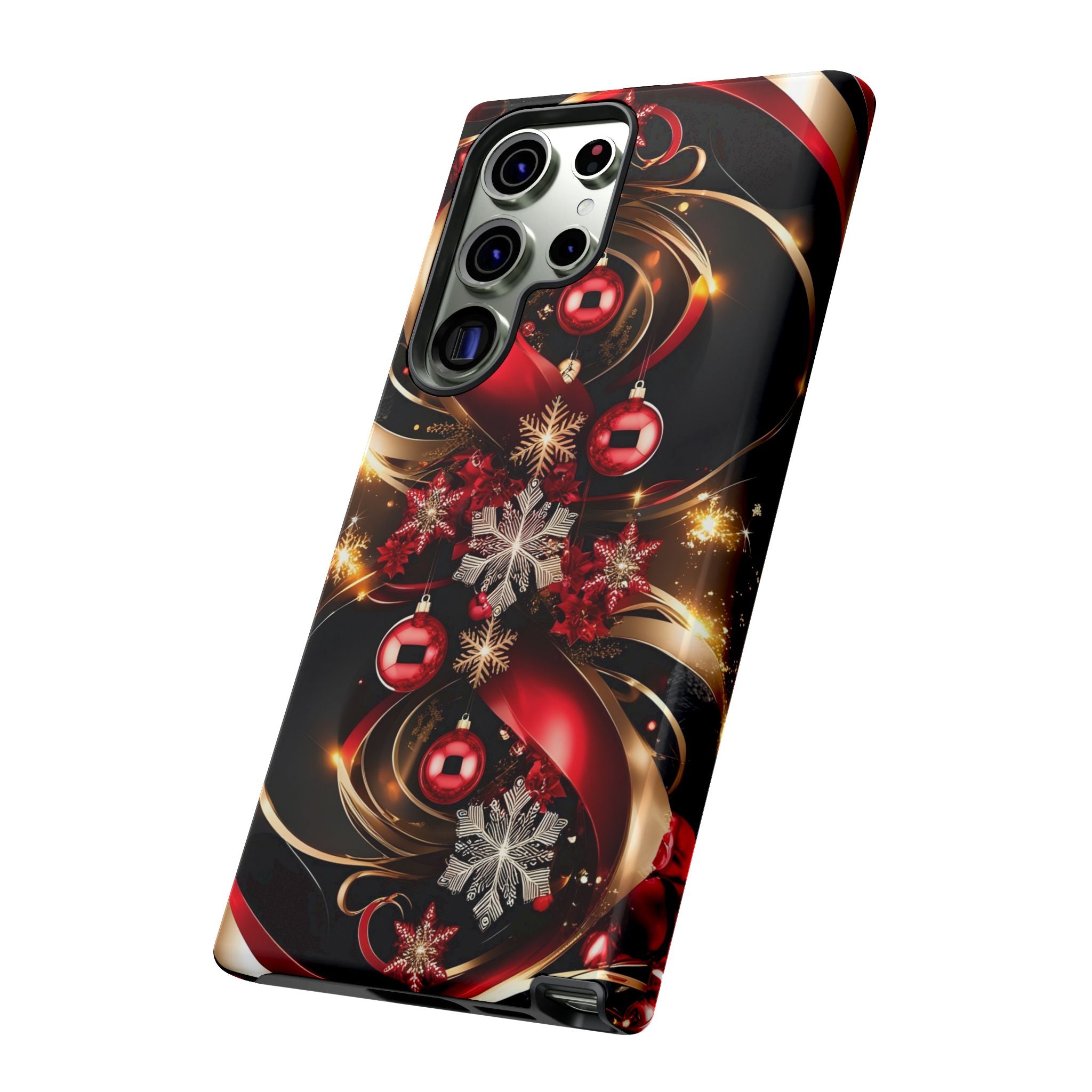Christmas Red and Gold Phone Case - Tough Cases for Holiday Cheer