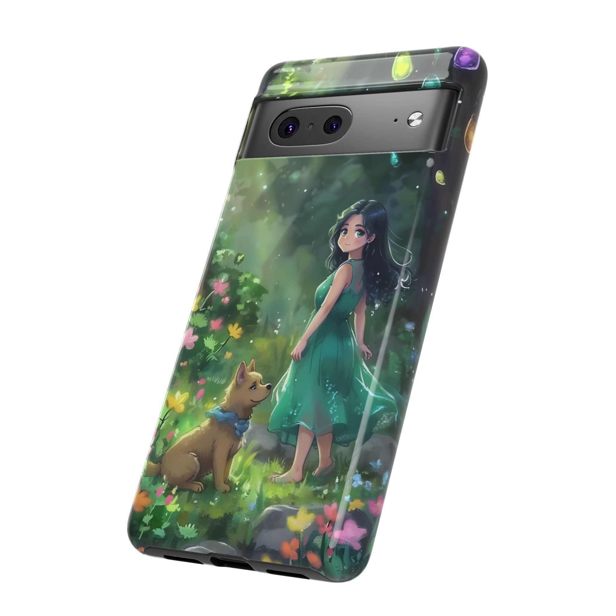 Whimsical Phone Case with Nature and Dog Artwork