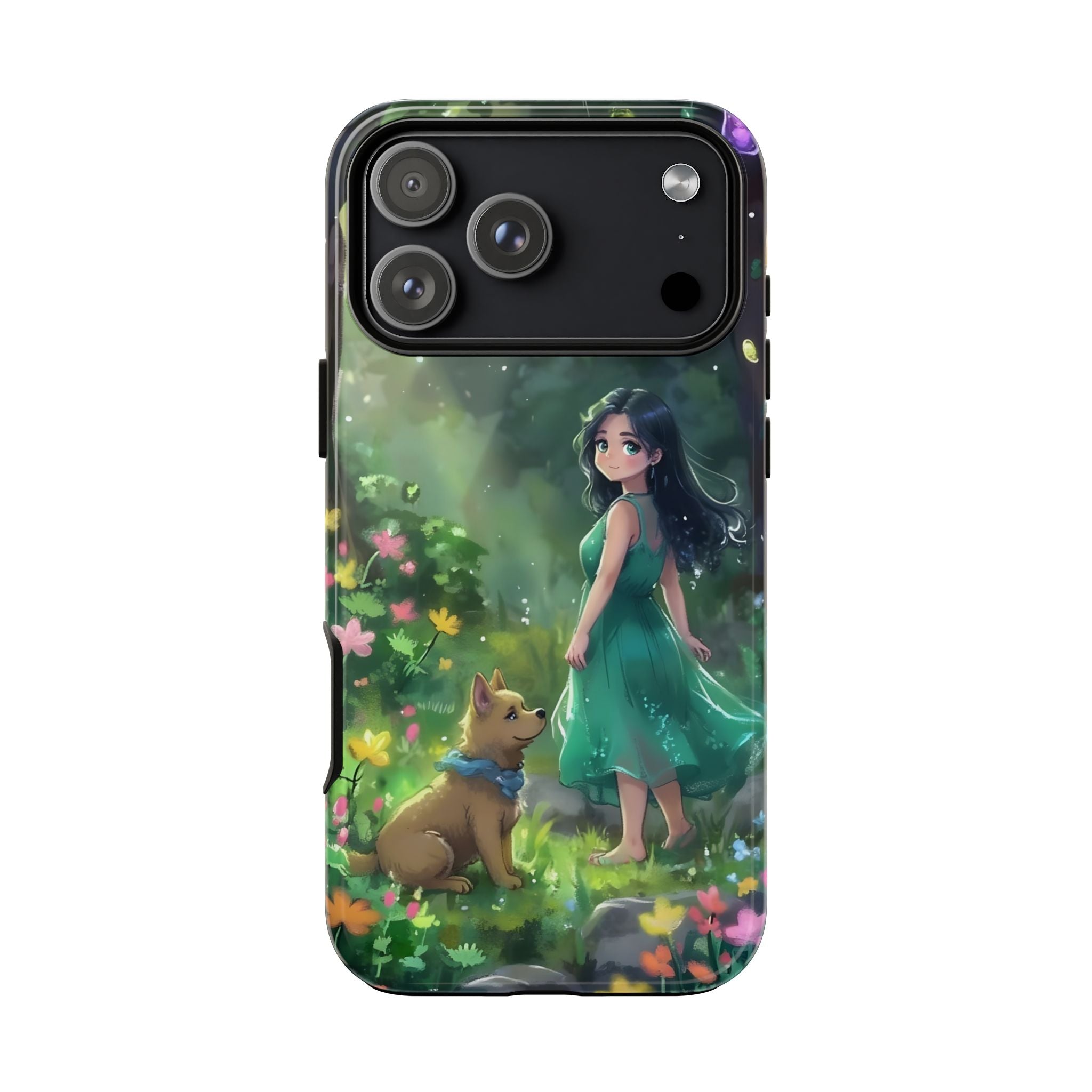 Whimsical Phone Case with Nature and Dog Artwork