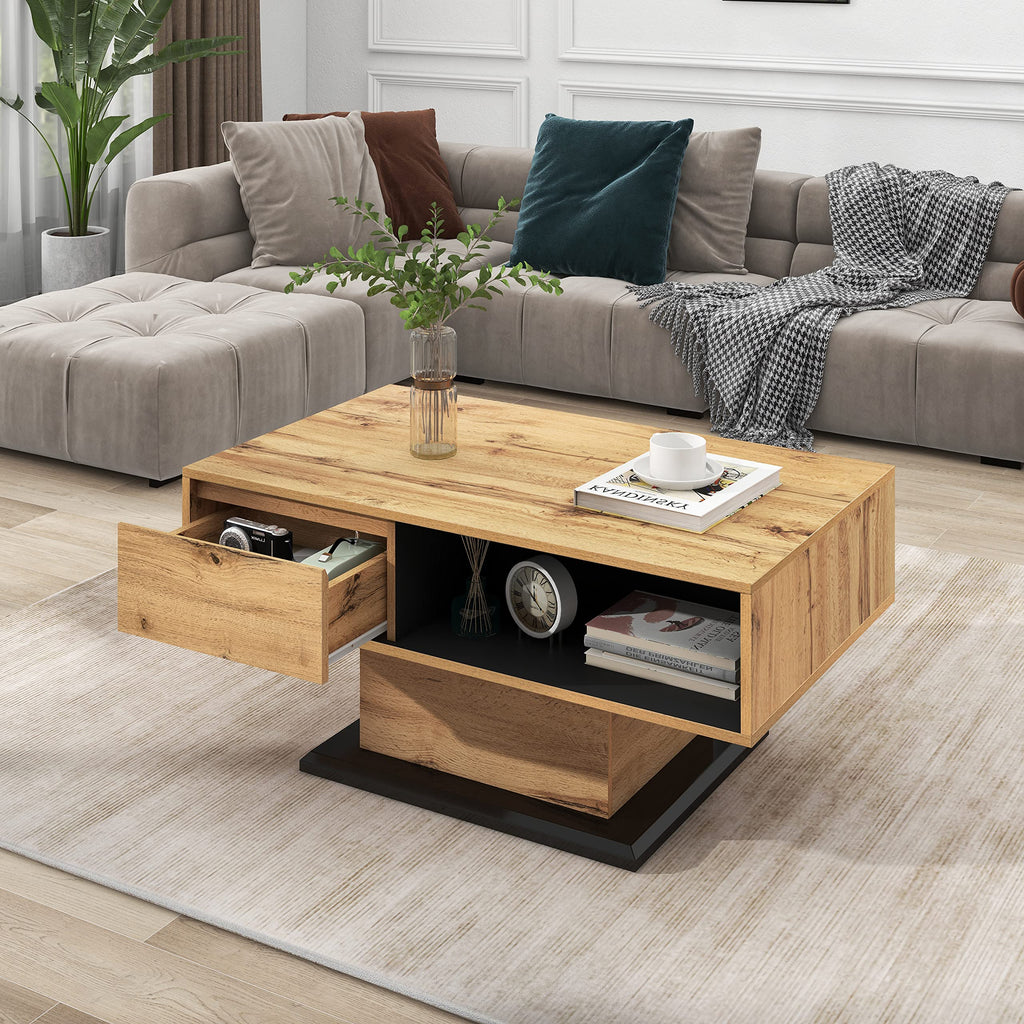 RanRan Wood Grain Coffee Table with Storage