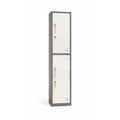 Reconditioned tall storage cabinet with two doors, lockable and standing on a pedestal