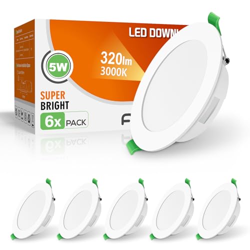 ALUSSO - LED Downlight Ceiling Lights, 5W 320lm, Warm White 3000K, 6 Pack
