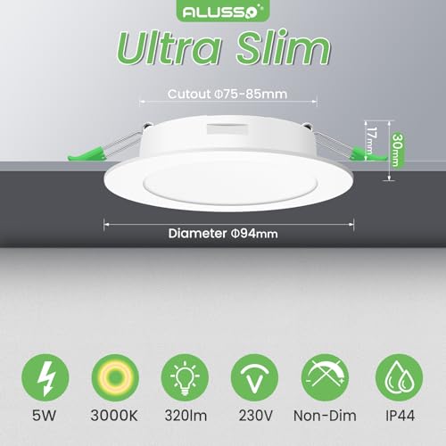 ALUSSO - LED Downlight Ceiling Lights, 5W 320lm, Warm White 3000K, 6 Pack