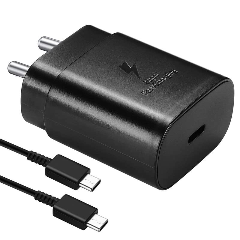 Ailkin - 25W Super Fast C-Type Charger with Cable for Samsung Galaxy Series Black